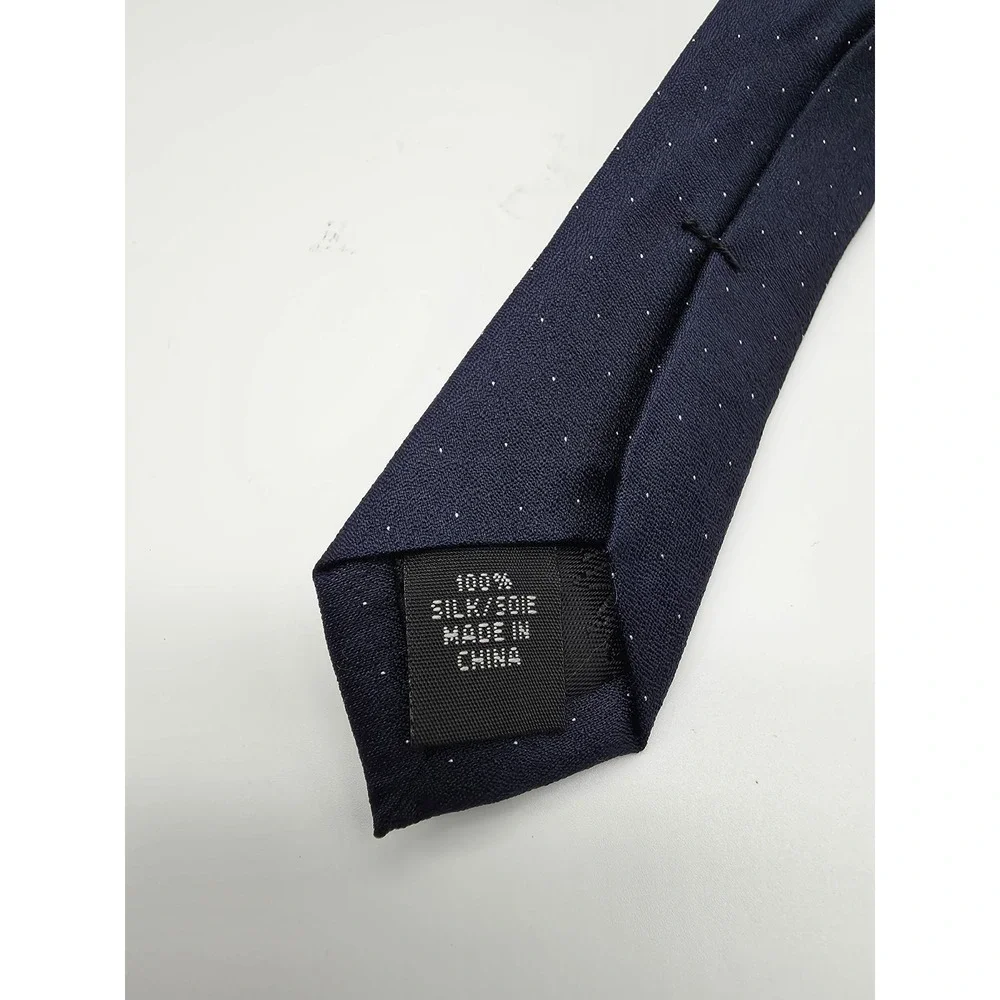 Calvin Klein Navy Blue White Slim Tie Classic Polka Dot Necktie 58